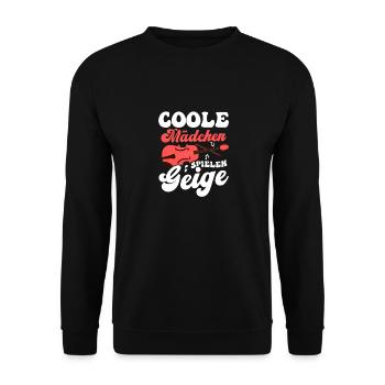 Coole Mädchen Spielen Geige ViolineKlassik - Unisex Pullover - Schwarz - Vorne - Alina (178cm) & Michal (187cm)