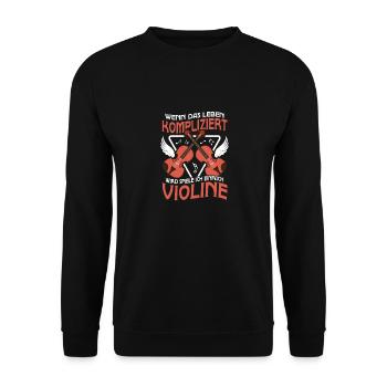 Cooles Violinen Geige Geigenspieler Violinist - Unisex Pullover - Schwarz - Vorne - Alina (178cm) & Michal (187cm)