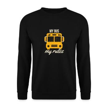 My Bus My Rules - Lustiges Geschenk für Busfahrer - Unisex Pullover - Schwarz - Vorne - Alina (178cm) & Michal (187cm)