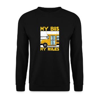 My Bus My Rules - Lustiges Geschenk für Busfahrer - Unisex Pullover - Schwarz - Vorne - Alina (178cm) & Michal (187cm)