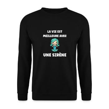 Humour petite sirène - Sweat-shirt Unisexe - noir - Devant - Alina (178cm) & Michal (187cm)