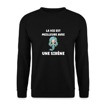 Humour petite sirène - Sweat-shirt Unisexe - noir - Devant - Alina (178cm) & Michal (187cm)