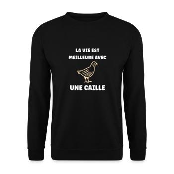Humour Cailles oiseaux Petite caille - Sweat-shirt Unisexe - noir - Devant - Alina (178cm) & Michal (187cm)