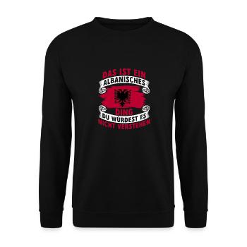 Albanische Flagge Albanischer Adler Shqiponja - Unisex Pullover - Schwarz - Vorne - Alina (178cm) & Michal (187cm)