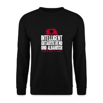 Albanische Flagge Albanischer Adler Shqiponja - Unisex Pullover - Schwarz - Vorne - Alina (178cm) & Michal (187cm)