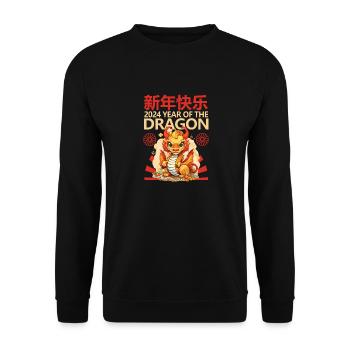 Year Of The Dragon Happy Chinese New Year 2024 - Unisex Pullover - Schwarz - Vorne - Alina (178cm) & Michal (187cm)