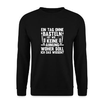 Bastler Bastelunterricht Basteln - Unisex Pullover - Schwarz - Vorne - Alina (178cm) & Michal (187cm)