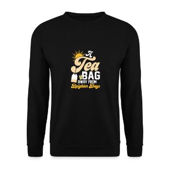 A tea bag away from brighter days Tea Drinker Mug - Unisex Sweatshirt - black - Front - Alina (178cm) & Michal (187cm)