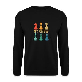 Meine Mannschaft Schachspieler Lustiges Retro - Unisex Pullover - Schwarz - Vorne - Alina (178cm) & Michal (187cm)