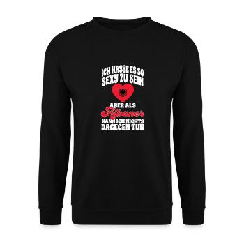 Albanische Flagge Albanischer Adler Shqiponja - Unisex Pullover - Schwarz - Vorne - Alina (178cm) & Michal (187cm)