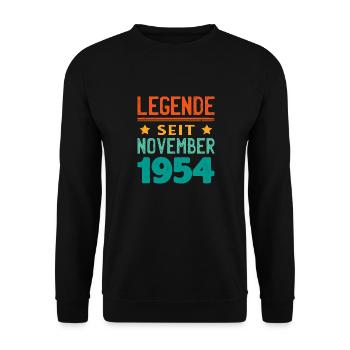 November 1954 Legende seit 69 Jahren Mann Frau - Unisex Pullover - Schwarz - Vorne - Alina (178cm) & Michal (187cm)