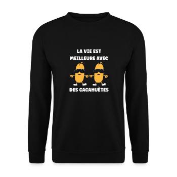 Cacahuètes Humour petite cacahuète - Sweat-shirt Unisexe - noir - Devant - Alina (178cm) & Michal (187cm)