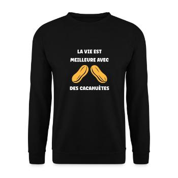 Cacahuètes Humour petite cacahuète - Sweat-shirt Unisexe - noir - Devant - Alina (178cm) & Michal (187cm)