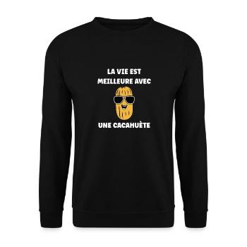 Cacahuètes Humour petite cacahuète - Sweat-shirt Unisexe - noir - Devant - Alina (178cm) & Michal (187cm)