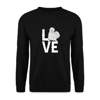 Seidenhuhn Poulet soyeux - Sweat-shirt Unisexe - noir - Devant - Alina (178cm) & Michal (187cm)