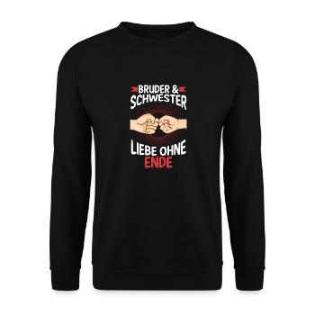 Geschwister Bruder und Schwester - Unisex Pullover - Schwarz - Vorne - Alina (178cm) & Michal (187cm)