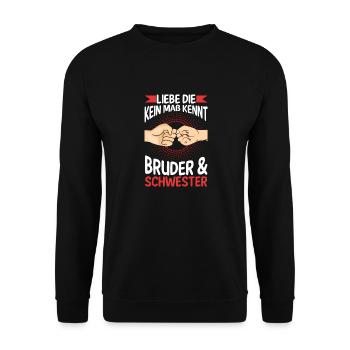 Geschwister Bruder und Schwester - Unisex Pullover - Schwarz - Vorne - Alina (178cm) & Michal (187cm)
