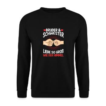 Geschwister Bruder und Schwester - Unisex Pullover - Schwarz - Vorne - Alina (178cm) & Michal (187cm)