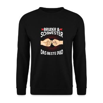 Geschwister Bruder und Schwester - Unisex Pullover - Schwarz - Vorne - Alina (178cm) & Michal (187cm)