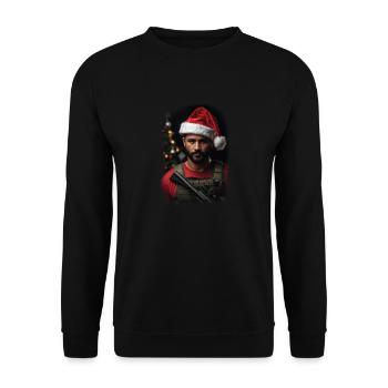 Père Noël de la Force d’élite : Père Noël militaire tactique de vacances - Sweat-shirt Unisexe - noir - Devant - Alina (178cm) & Michal (187cm)