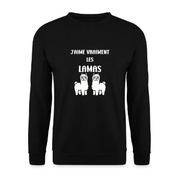 Humour mignon petit lama - Sweat-shirt Unisexe - noir - Devant - Alina (178cm) & Michal (187cm)