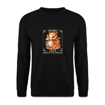Year Of The Dragon Happy Chinese New Year 2024 - Unisex Pullover - Schwarz - Vorne - Alina (178cm) & Michal (187cm)