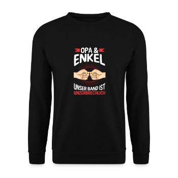 Großvater Opa und Enkel - Unisex Pullover - Schwarz - Vorne - Alina (178cm) & Michal (187cm)