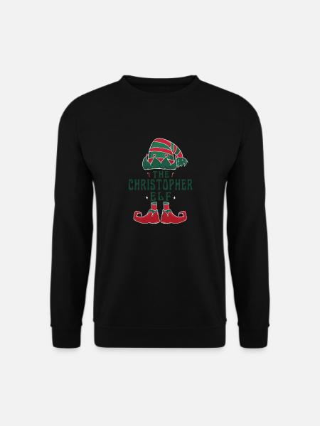 Christopher Elf Personalized Name Christmas - Unisex Sweatshirt - black
