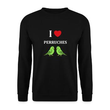 Oiseaux perruches humour petite perruche - Sweat-shirt Unisexe - noir - Devant - Alina (178cm) & Michal (187cm)