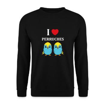 Oiseaux perruches humour petite perruche - Sweat-shirt Unisexe - noir - Devant - Alina (178cm) & Michal (187cm)