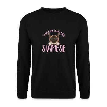 Siamkatze - Unisex Pullover - Schwarz - Vorne - Alina (178cm) & Michal (187cm)