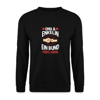 Oma Großmutter und Enkelin - Unisex Pullover - Schwarz - Vorne - Alina (178cm) & Michal (187cm)