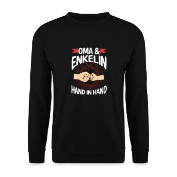 Oma Großmutter und Enkelin - Unisex Pullover - Schwarz - Vorne - Alina (178cm) & Michal (187cm)