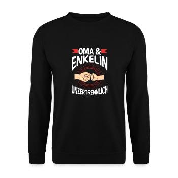 Oma Großmutter und Enkelin - Unisex Pullover - Schwarz - Vorne - Alina (178cm) & Michal (187cm)
