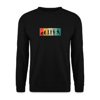 Tanzen Retro Tanzen Evolution des Menschen Tänzer - Unisex Pullover - Schwarz - Vorne - Alina (178cm) & Michal (187cm)