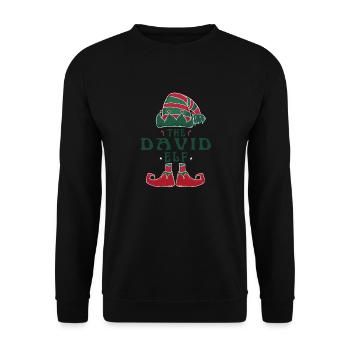 David Elf Personalized Name Christmas Family - Unisex Sweatshirt - black - Front - Alina (178cm) & Michal (187cm)