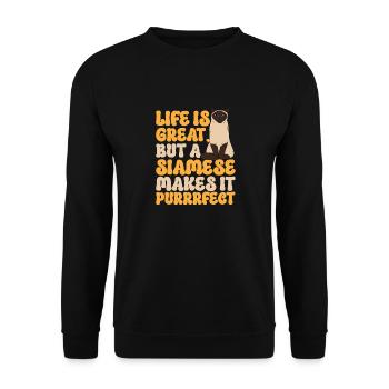 Siamkatze - Unisex Pullover - Schwarz - Vorne - Alina (178cm) & Michal (187cm)
