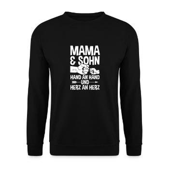 Mutter Muttertag Mama und Sohn - Unisex Pullover - Schwarz - Vorne - Alina (178cm) & Michal (187cm)