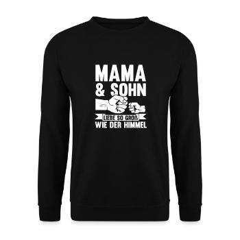 Mutter Muttertag Mama und Sohn - Unisex Pullover - Schwarz - Vorne - Alina (178cm) & Michal (187cm)