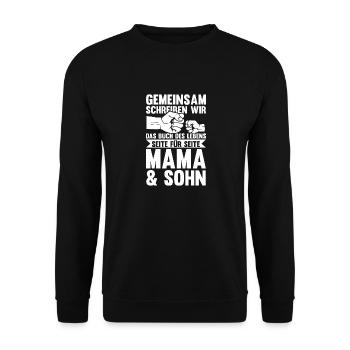 Mutter Muttertag Mama und Sohn - Unisex Pullover - Schwarz - Vorne - Alina (178cm) & Michal (187cm)