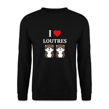 Humour petite loutre - Sweat-shirt Unisexe - noir - Devant - Alina (178cm) & Michal (187cm)