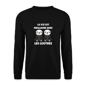 Humour petite loutre - Sweat-shirt Unisexe - noir - Devant - Alina (178cm) & Michal (187cm)