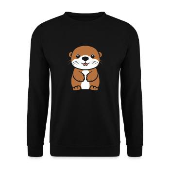Humour petite loutre - Sweat-shirt Unisexe - noir - Devant - Alina (178cm) & Michal (187cm)