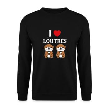 Humour petite loutre - Sweat-shirt Unisexe - noir - Devant - Alina (178cm) & Michal (187cm)