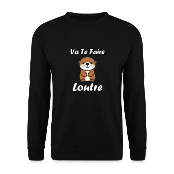 Humour petite loutre - Sweat-shirt Unisexe - noir - Devant - Alina (178cm) & Michal (187cm)