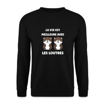 Humour petite loutre - Sweat-shirt Unisexe - noir - Devant - Alina (178cm) & Michal (187cm)