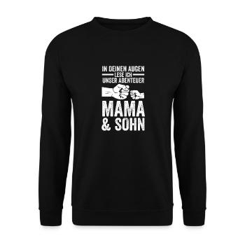 Mutter Muttertag Mama und Sohn - Unisex Pullover - Schwarz - Vorne - Alina (178cm) & Michal (187cm)