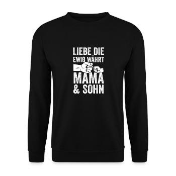 Mutter Muttertag Mama und Sohn - Unisex Pullover - Schwarz - Vorne - Alina (178cm) & Michal (187cm)