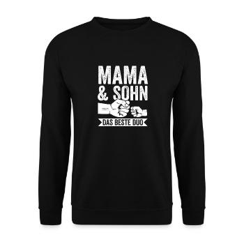 Mutter Muttertag Mama und Sohn - Unisex Pullover - Schwarz - Vorne - Alina (178cm) & Michal (187cm)