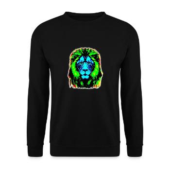 Lion - colorful lion head - Unisex Sweatshirt - black - Front - Alina (178cm) & Michal (187cm)